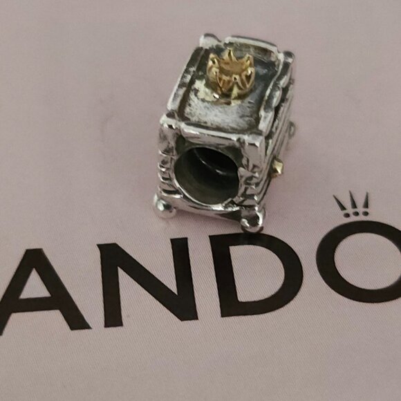 Auth Pandora *RETIRED* Sterling Silver & 14k Princess and the Pea Charm 790320 - Picture 9 of 15